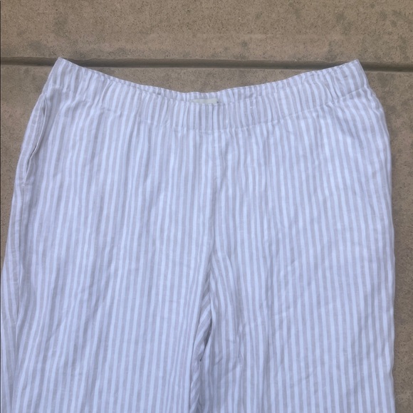 Abercrombie & Fitch Beige Stripe Linen Blend  Wide Leg Pants Women's Size XXL - Picture 3 of 7